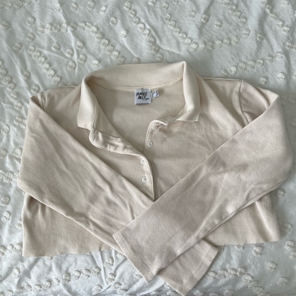 Princess Polly long sleeve collared cream top - Picture 3 of 3